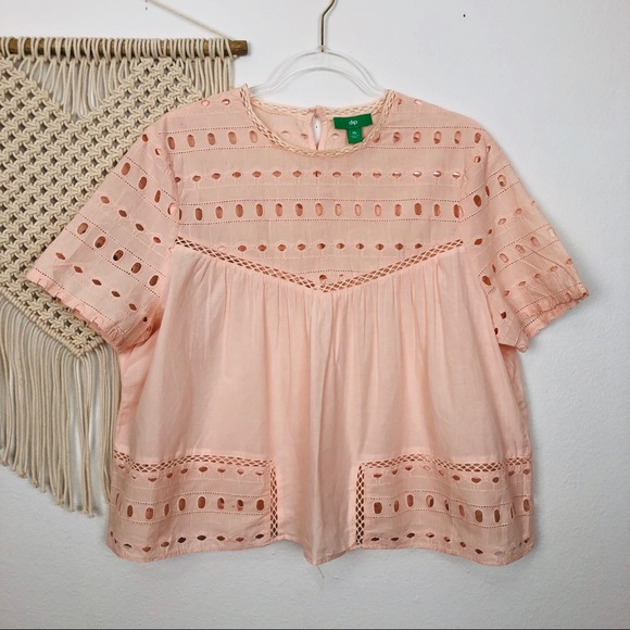 Target Tops - DIP Blush Eyelet Blouse Size XL